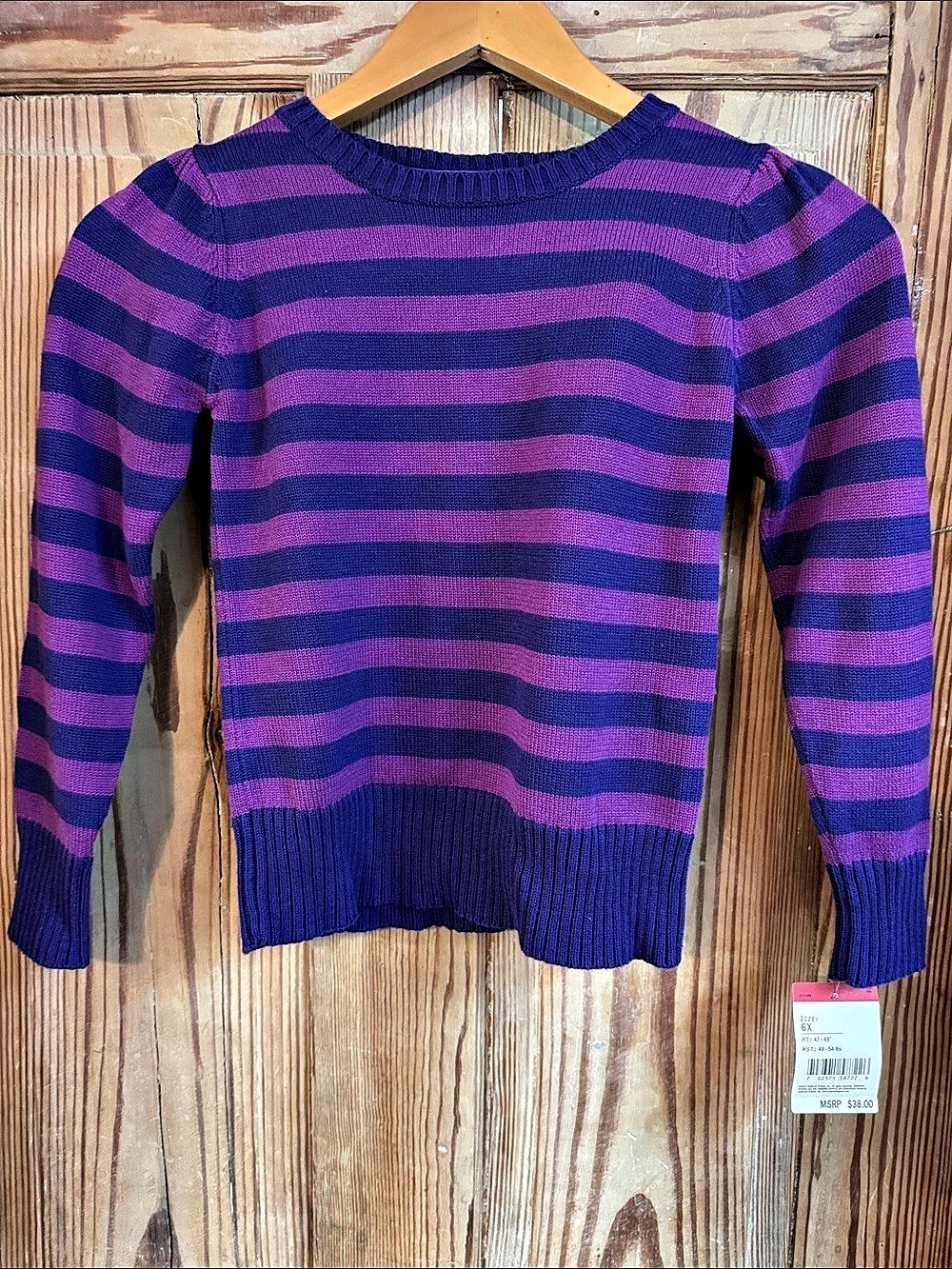 OshKosh B'gosh purple 2 tone Striped Cotton Sweater Girls Size 6X NWT